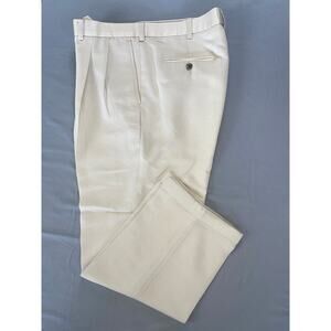 PING Pleated Microfiber Golf Pants. Ivory Herringbone, Men's 38X30. EUC!!